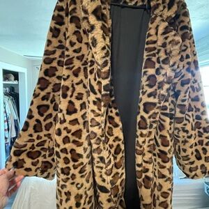 Leopard Print Faux Fur Coat